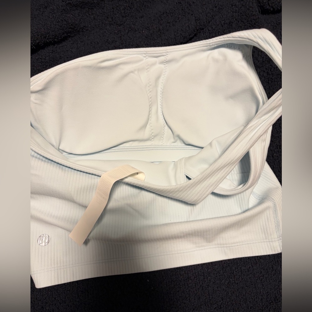 NWOT Lululemon Nulu Ribbed Asymmetrical Yoga Tank Top in Sheer Blue - Picture 10 of 11